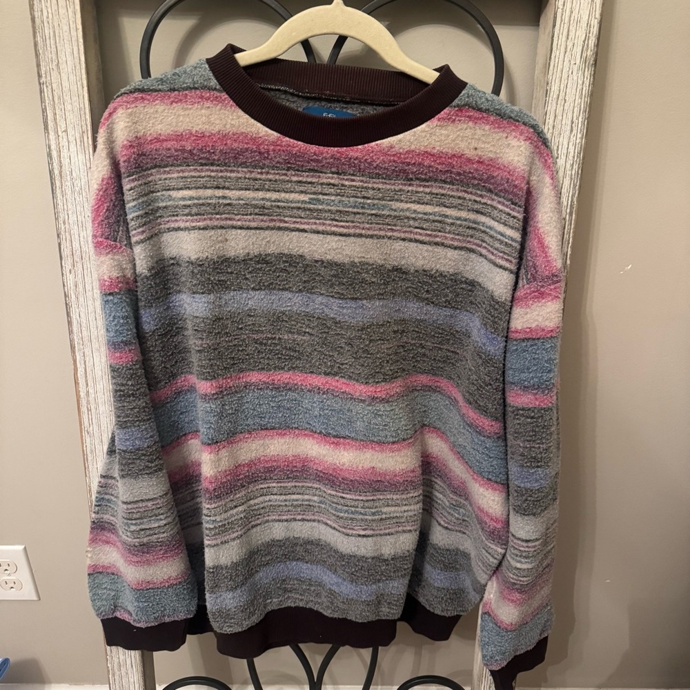 Wrangler 90s Southwestern Fleece Sweatshirt Pastel Aztec Stripe Vintage L‎